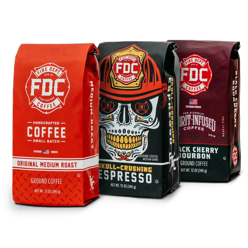 Fire Dept. Coffee’s Variety Pack - Medium Roast Coffee, Skull-Crushing Espresso, & Black Cherry Bourbon Infused Coffee