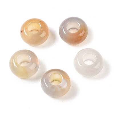 Natural Grey Agate European Beads