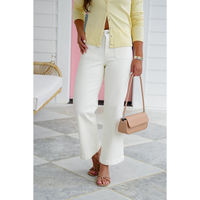 Mica High Rise Cream Cropped Wide Leg Jeans with Patch Pockets