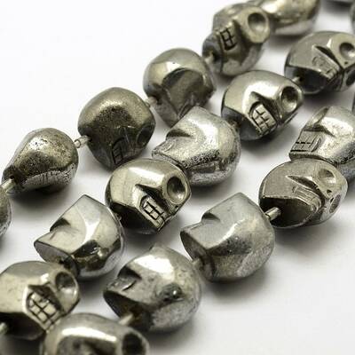 Electroplated Natural Pyrite Beads Strands