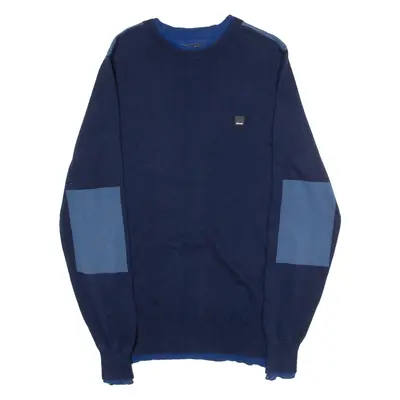 BENCH Mens Jumper Blue Tight Knit L