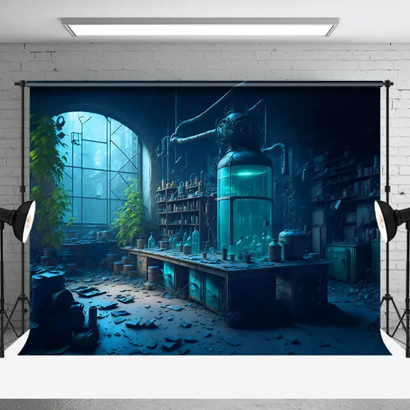 Aperturee Night Abandoned Laboratory Ruins Architecture Backdrop - Aperturee
