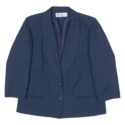WEINBERG Womens Blazer Jacket Blue Wool Pinstripe M