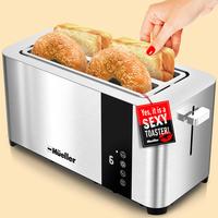Mueller UltraToast Full Stainless Steel Toaster 4 Slice, Long Extra Wide Slot Toaster Cancel/Defrost/Reheat, LED, tray, Kitch...