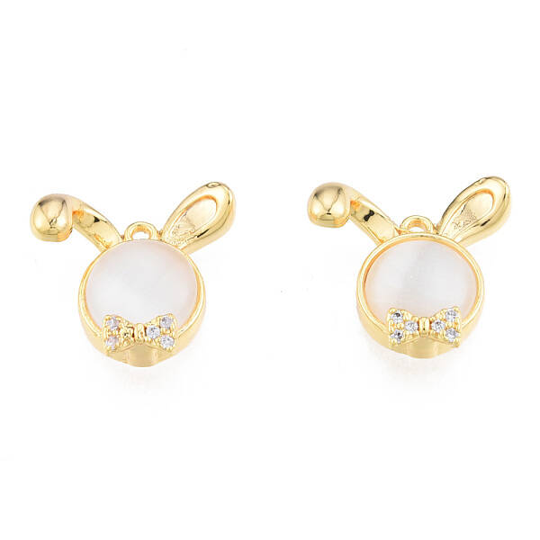 Brass Micro Pave Clear Cubic Zirconia Charms
