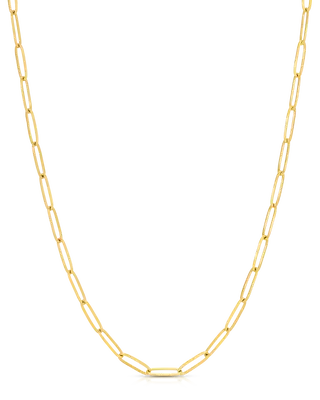 Large Flat Link Necklace | Metal Color: Silver