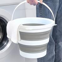 Collapsible Mop Bucket and Ice Bucket-5L(1.3 Gallon) Household Cleaning Silicone Dust Mops Bucket with no Wringer Set,Portabl...