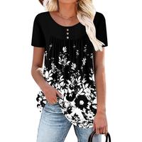 Angerella Women's Summer Tunic Tops Flowy Flare Botton Down Shirts Blouses S-3XL