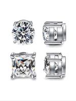 4pcs Simple Style Copper Zircon Ear Cuffs, Magnetic Design Unisex Jewelry Gift, Casual All-Season Accessory for Daily Wear, S...