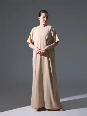 Crepe Abaya Inner Slip Dress - Neutral Beige