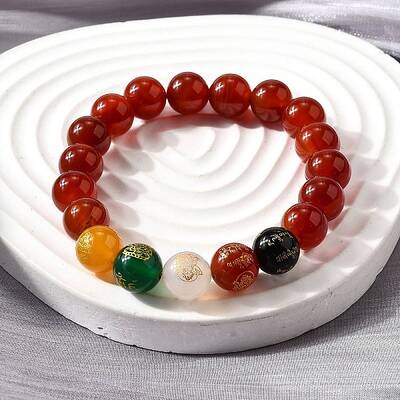 Natural Carnelian Round Beaded Bracelets