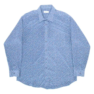 ACHENIA Womens Shirt Blue Spotted Long Sleeve M