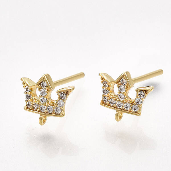 Brass Cubic Zirconia Stud Earring Findings