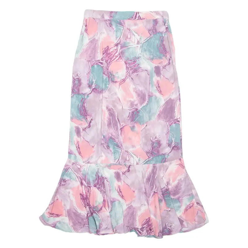 Womens Peasant Skirt Pink Long Crazy Pattern S