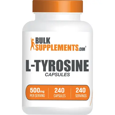 BulkSupplements - L-Tyrosine Capsules - Cognitive Support - Exercise Performance - 240 Capsules - 500mg per Serving