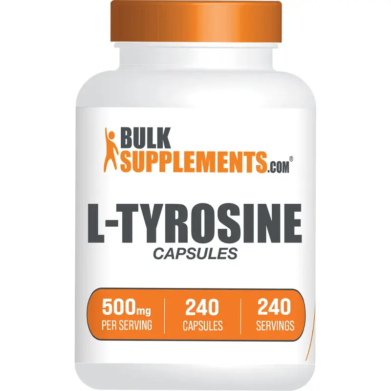 BulkSupplements - L-Tyrosine Capsules - Cognitive Support - Exercise Performance - 240 Capsules - 500mg per Serving