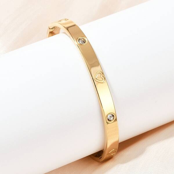201 Stainless Steel with Rhinestone Bangles for Women
