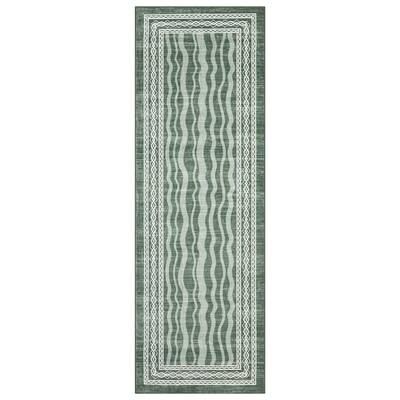 Garvee Hallway Runner Rug 2x6 - Non-Slip, Waterproof - Faux Wool, Low Pile, Stain Resistant - Green - Indoor Entryway, Kitche...