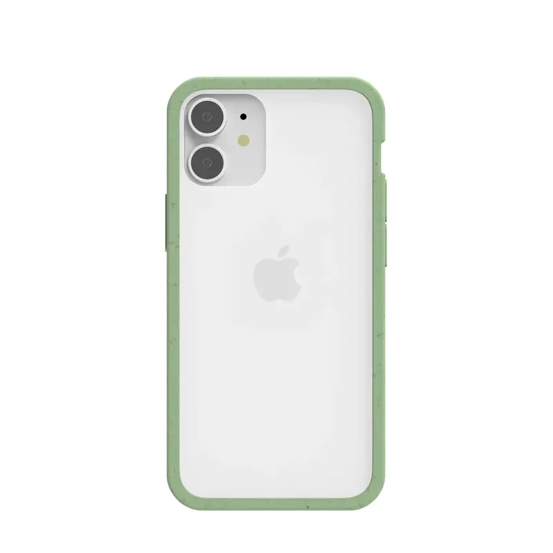 Clear iPhone 12 Mini Case with Sage Green Ridge