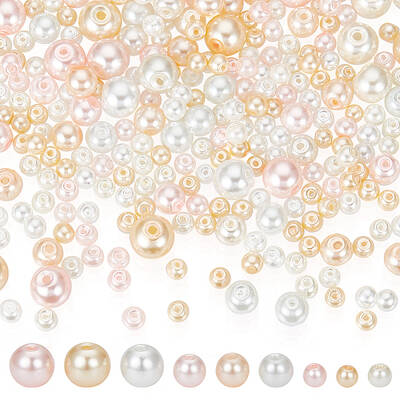 700Pcs 3 Styles Pearlized Glass Pearl Beads