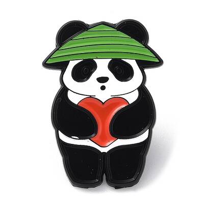 Panda with Heart Enamel Pin
