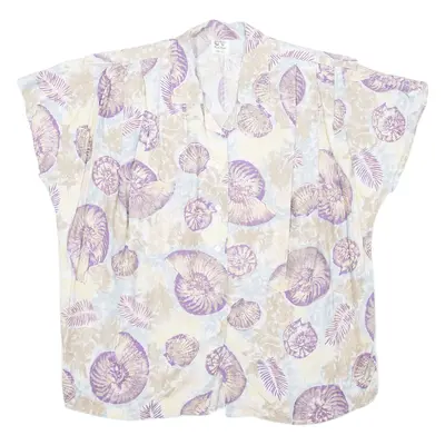 Womens Shirt Purple Viscose Floral L