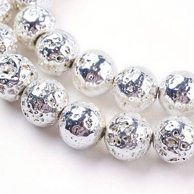 Electroplated Natural Lava Rock Bead Strands