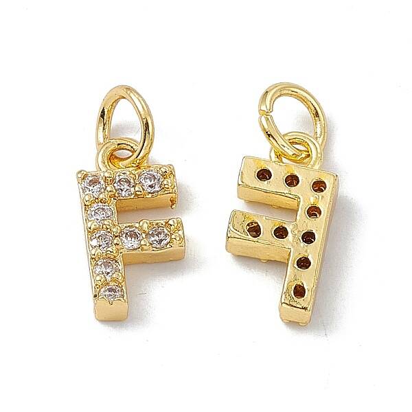Real 18K Gold Plated Brass Micro Pave Clear Cubic Zirconia Charms