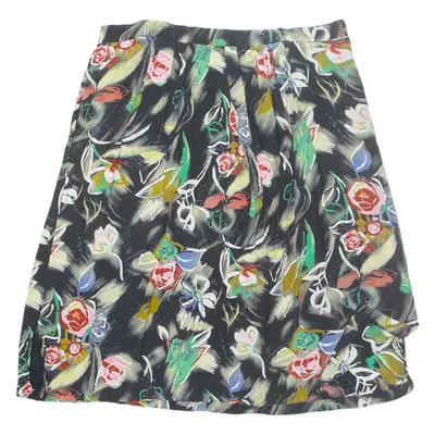 Womens A-Line Skirt Black Midi Floral L