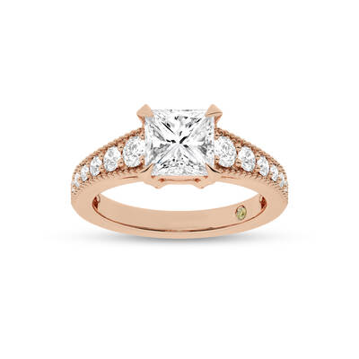 Pixie Tapered Milgrain Princess Cut Lab Diamond Engagement Ring | Rose Gold 1 5/8 - 4 5/8 CT. TW.
