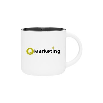 48 Custom 14 oz Minolo Mug - Matte White - Black - Microwave Safe