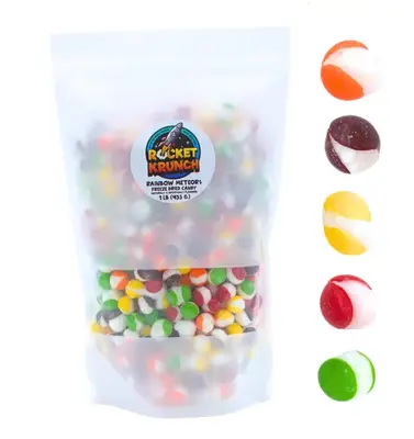 1 lb Rainbow Meteors Freeze Dried Candy - Crunchy & Colorful Sweet Snack Shell Bite