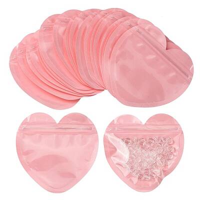 20Pcs Heart Shaped Plastic Packaging Yin-yang Zip Lock Bags