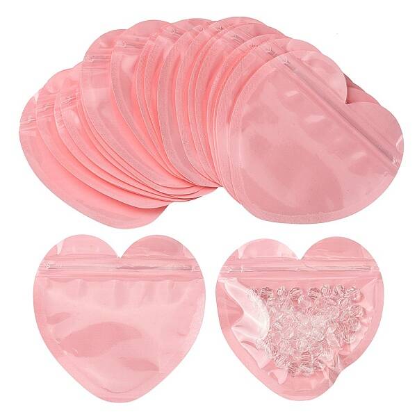 20Pcs Heart Shaped Plastic Packaging Yin-yang Zip Lock Bags