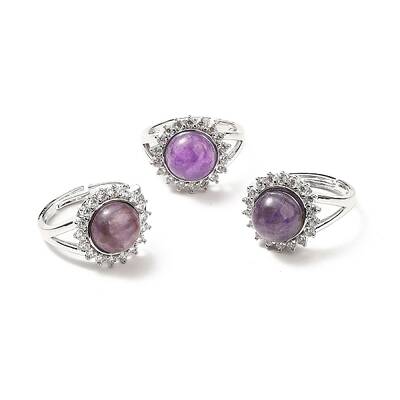 Natural Amethyst Adjustable Rings