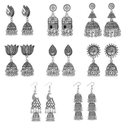 8 Pairs 8 Style Alloy Bell Chandelier Earrings Set