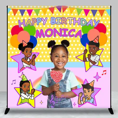 Custom Photo Balloons Rainbow Girl Birthday Backdrop - Aperturee