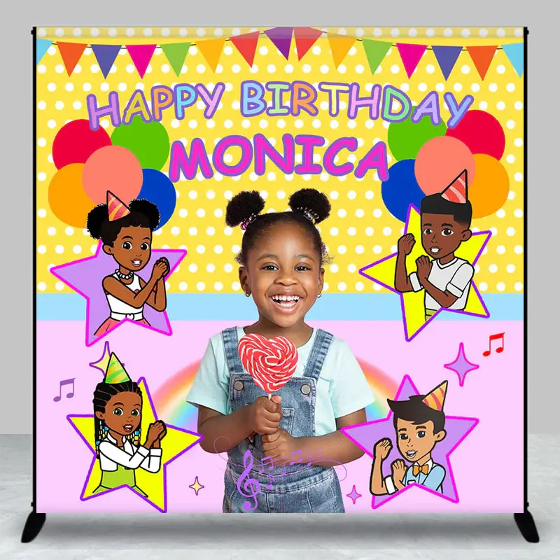 Custom Photo Balloons Rainbow Girl Birthday Backdrop - Aperturee