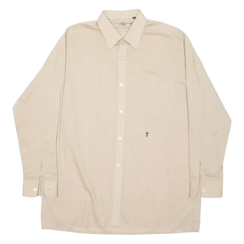 DIOLEN STAN HEMD Mens Plain Shirt Brown Long Sleeve L
