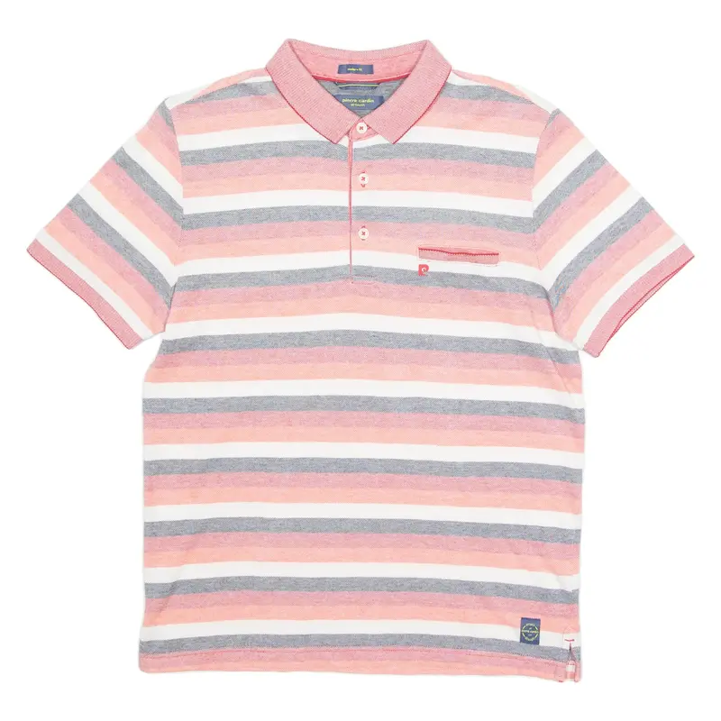 PIERRE CARDIN Modern Fit Lightweight Mens Polo Shirt Red Striped S