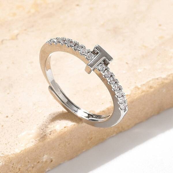 S925 Sterling Silver Adjustable Letter Rings for Women