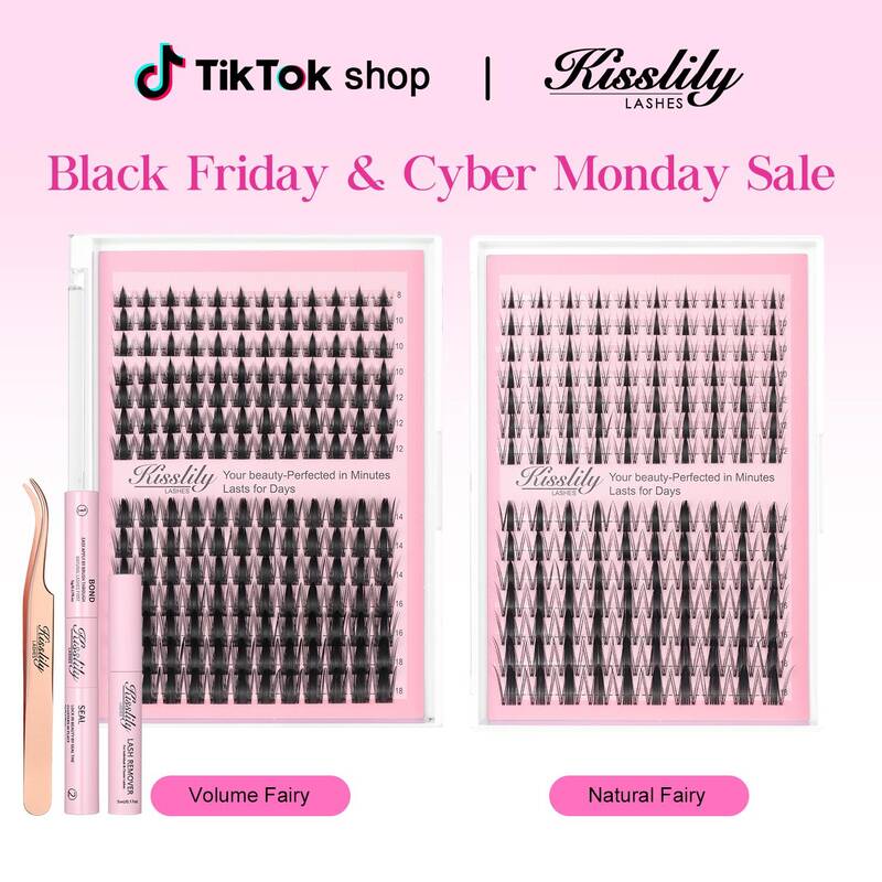 Volume Fairy Kisslily Manga Spikey C Curl Wet Look DIY Lashes Extension Kit and waterproof long lasting lash clusters  8