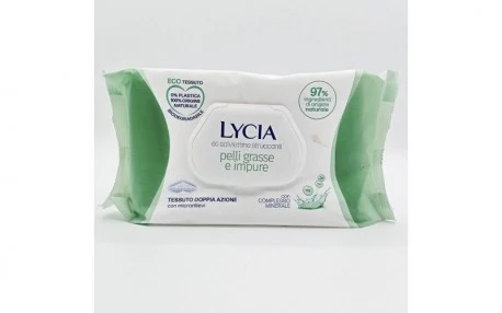 Lycia Make-up Remover Face Wipes For Oily And Impure Skin 60 pcs