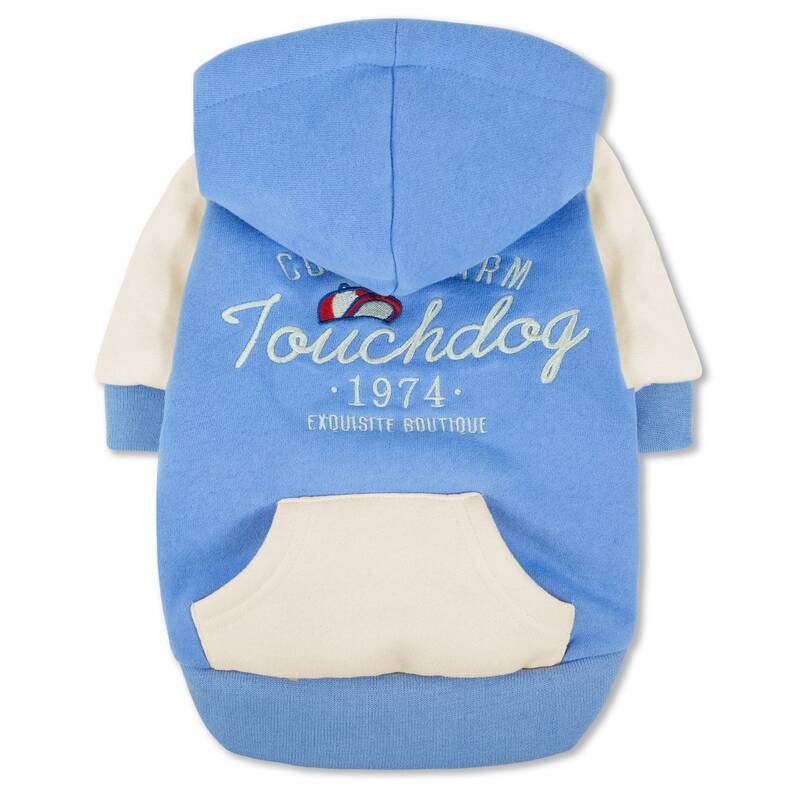 Touchdog Heritage Soft-Cotton Dog Hoodie - Blue - X-Small