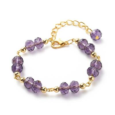 Glass Rondelle & Brass Beaded Bracelet for Women