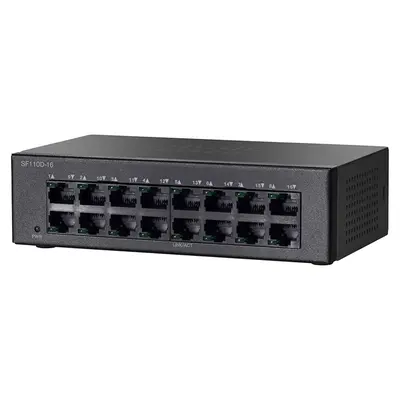 SF110D-16-UK Cisco Small Business 110 Series SF110-16 16 x Ports 10/100Base-TX Layer 2 Unmanaged Fast Ethernet Network Switch