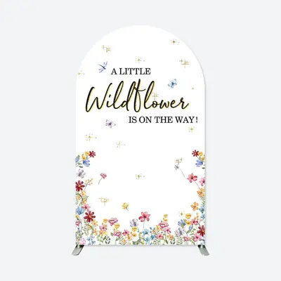 Aperturee Floral Wildflower Baby Shower Party Arch Backdrop | Custom Arched Wall Covers | Diy Round Arch Backdrop | Circle Ar...