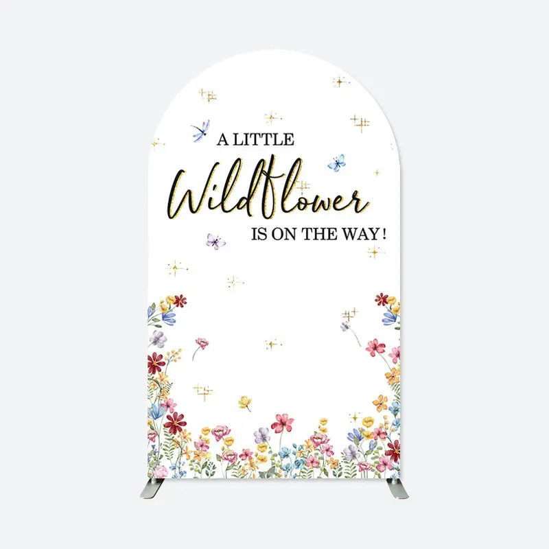 Aperturee Floral Wildflower Baby Shower Party Arch Backdrop | Custom Arched Wall Covers | Diy Round Arch Backdrop | Circle Ar...
