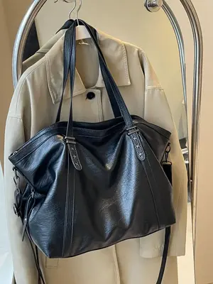 Women's Solid Color Tote Bag, Fashionable Large Capacity Shoulder Bag for Work & Daily Used, Casual Trendy Versatile High-qua...