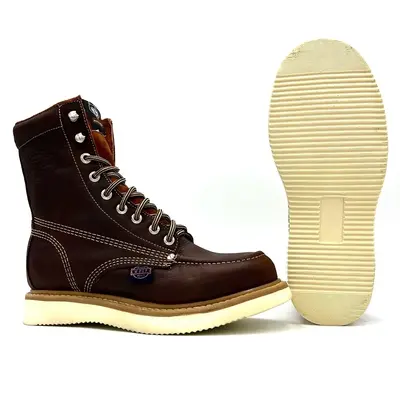 White Wolf 8 Inch Lacer Moc Toe Work Boot Goodyear Welt Sole Anti-Fatigue WW-955 Grizzly Brown Leather Footwear Comfort Shoe ...